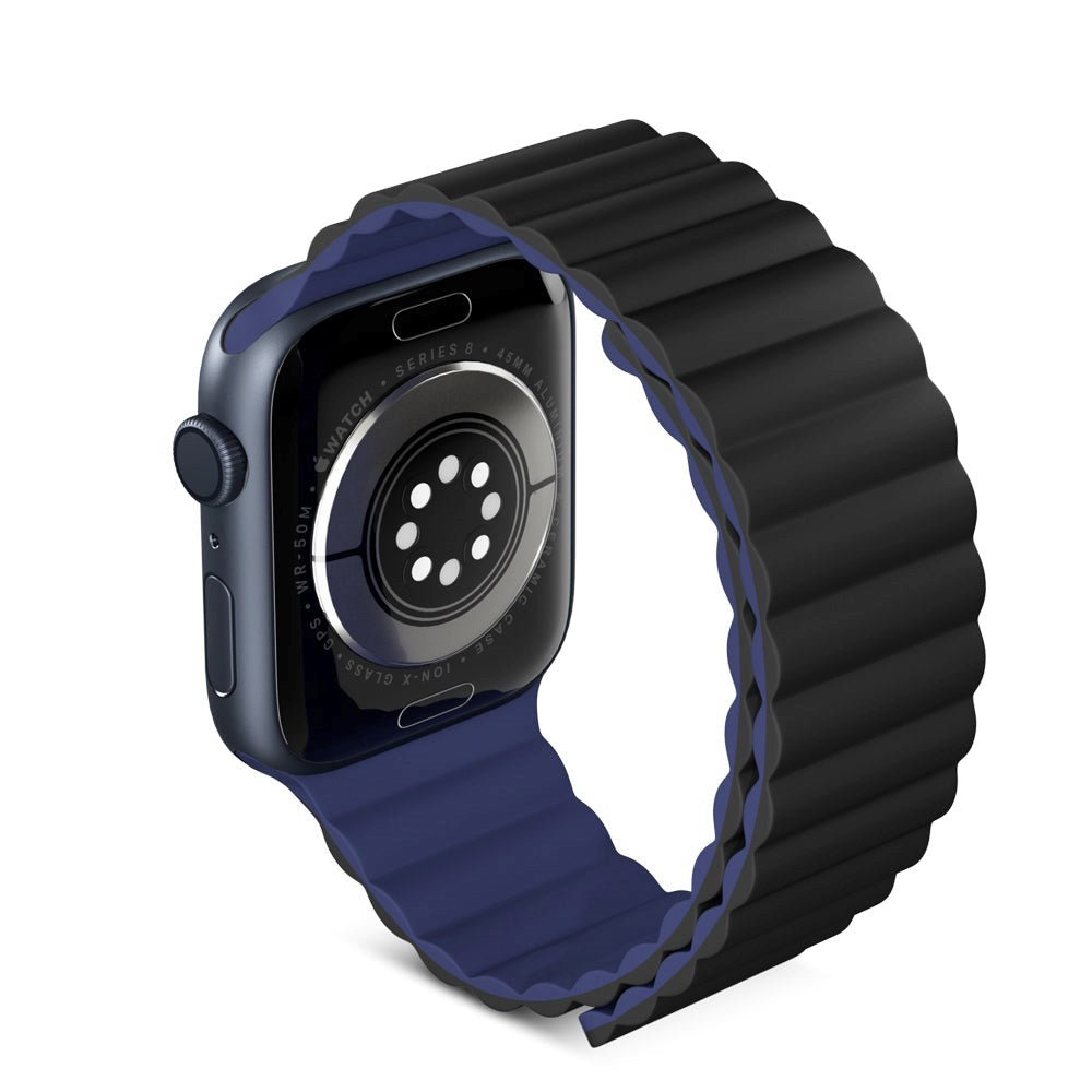 Apple Watch (42/44/SE/45/46/49mm) Epico Magnetic Silicone Strap - Black / Blue