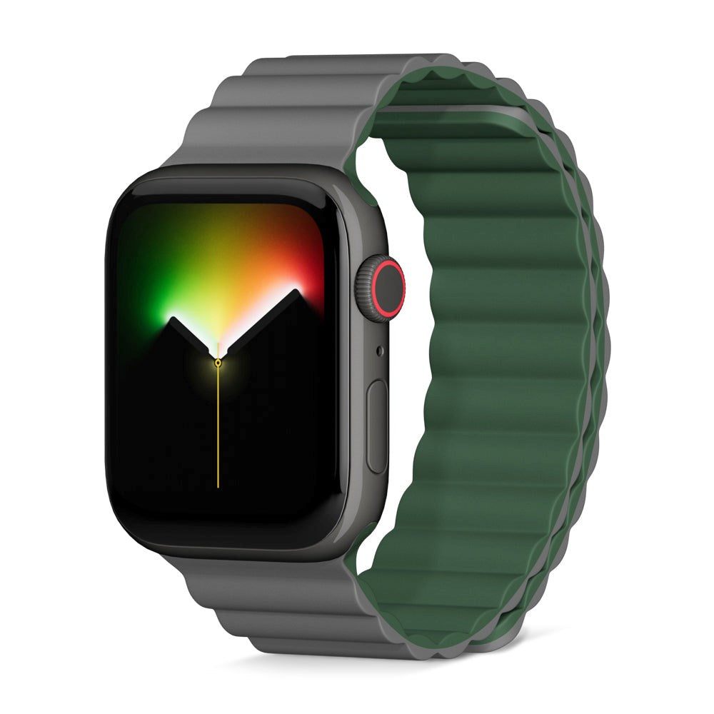 Apple Watch (42/44/SE/45/46/49mm) Epico Magnetic Silicone Strap - Grey / Green