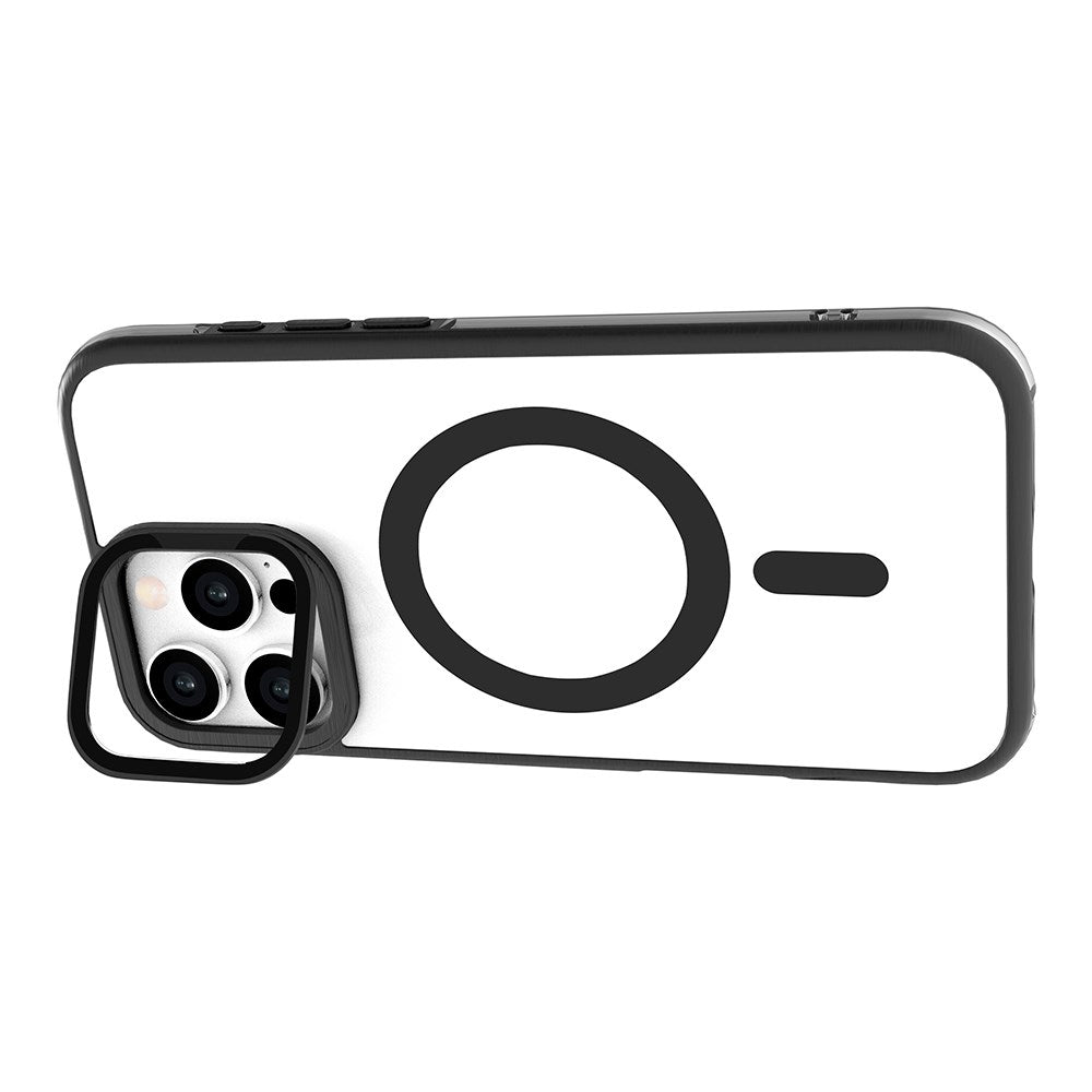 eSTUFF iPhone 16 Pro INFINITE HELSINKI Hybrid Plastic Case with Kickstand - MagSafe Compatible - Black / Transparent