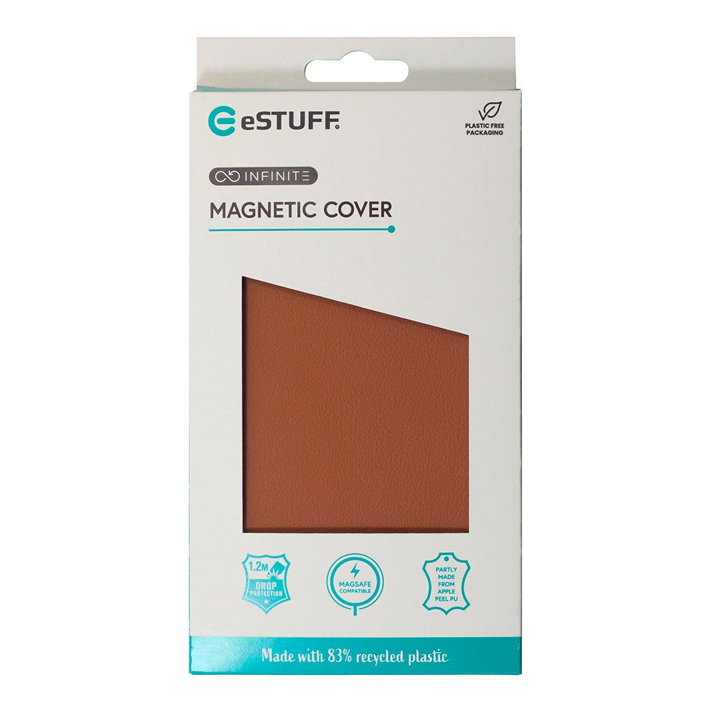 eSTUFF iPhone 16 Pro INFINITE VENICE Leather Covered Plastic Case - MagSafe Compatible - Brown