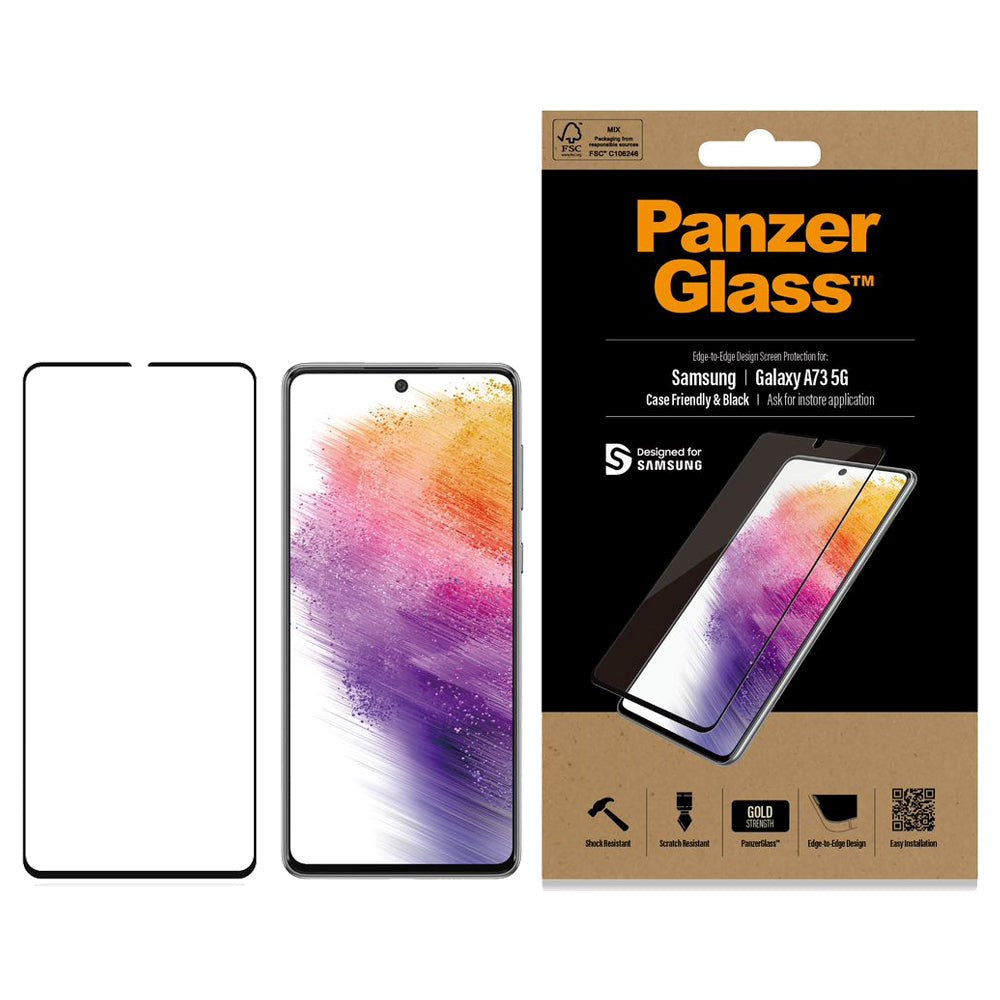 Samsung Galaxy A73 (5G) PanzerGlass Edge-to-Edge Screen Protector - Case-Friendly - Black Edge