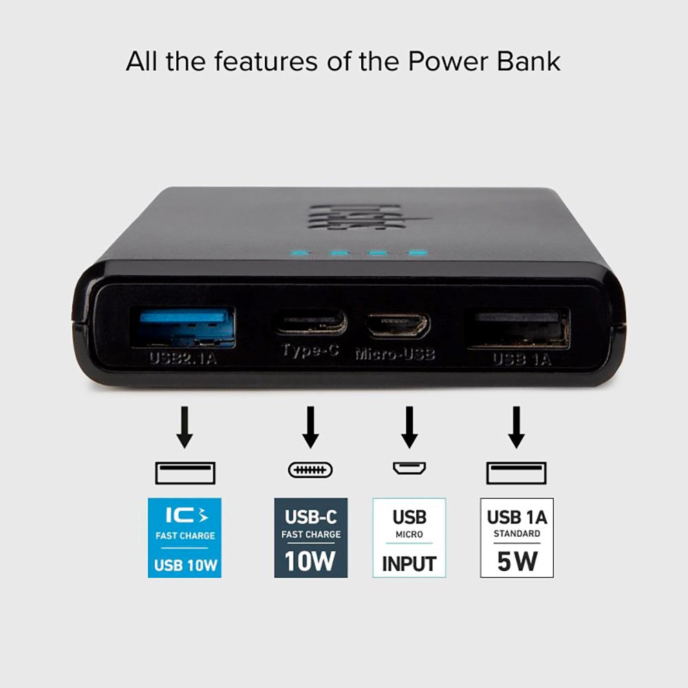 SBS Powerbank with 2x USB-A & 1x USB-C 10W - 10.000 mAh - Black