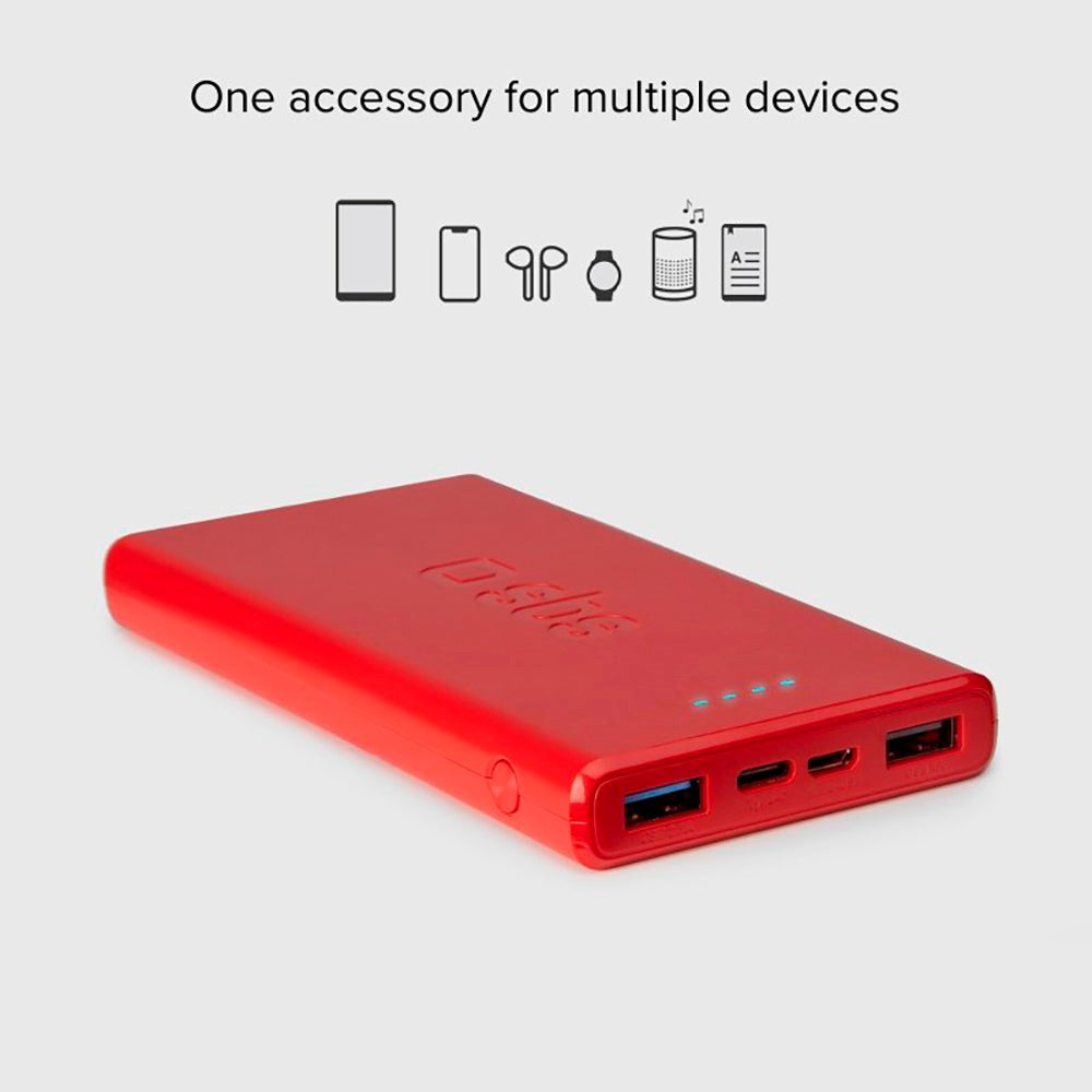 SBS Powerbank with 2x USB-A & 1x USB-C 10W - 10.000 mAh - Red