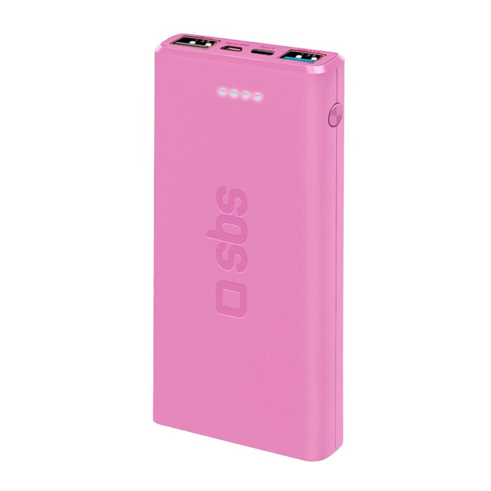 SBS Powerbank with 2x USB-A & 1x USB-C 10W - 10.000 mAh - Pink