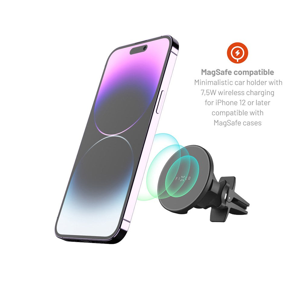 Fixed MagRound Magnetic Mobile Holder 15W Wireless Charger - MagSafe Compatible - Black