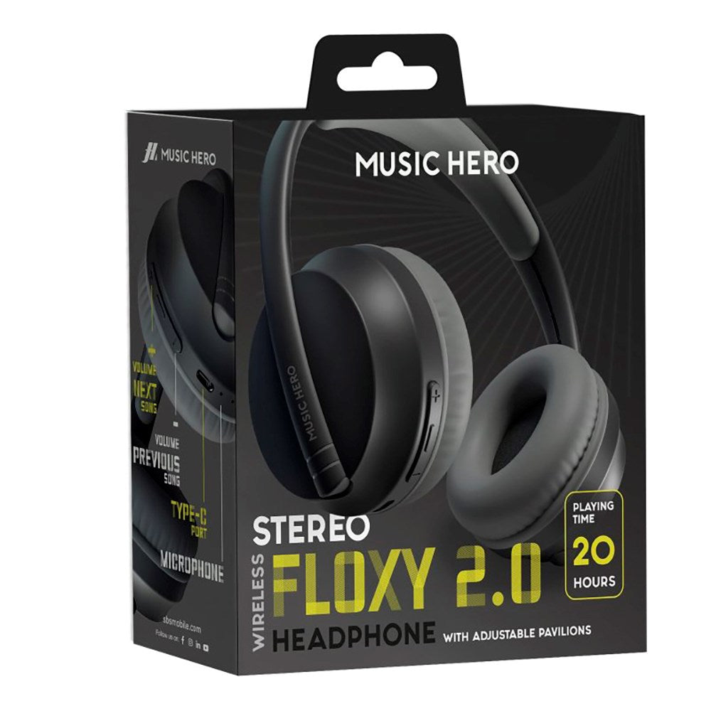 MUSIC HERO Floxy 2.0 Wireless Bluetooth On-Ear Headphones - Black