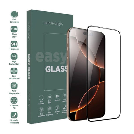 Mobile Origin EasyGlass Screen Protector - iPhone 16 Pro - Transparent/Black Edge