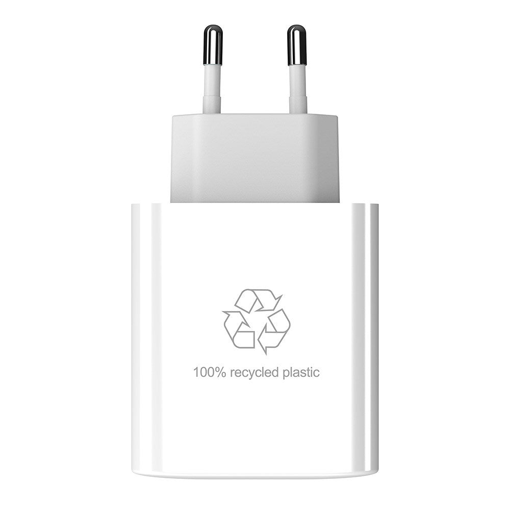 Upström Cirkulär PD 65W Sustainable Wall Charger with USB-C & USB-A - White