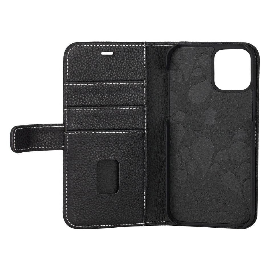 iPhone 12 / 12 Pro GEAR ONSALA Wallet Genuine Leather Case - Black