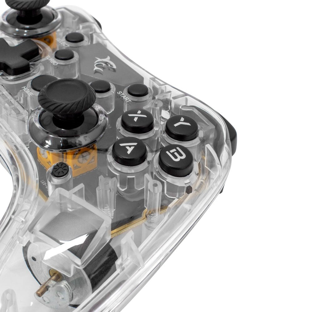 White Shark LEGION Multi-Compatible Game Console - Bluetooth - Built-in Light - Black / Transparent