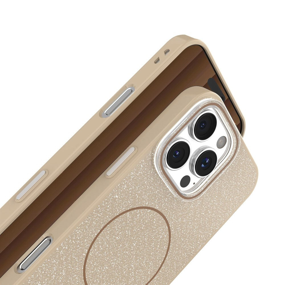 iPhone 15 Glitter Thin Case - MagSafe Compatible - Brown