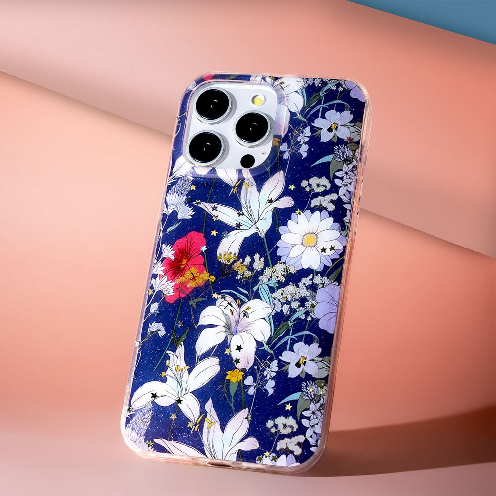 iPhone 16 Pro TFO Glow Glam Case - Blue / Floral