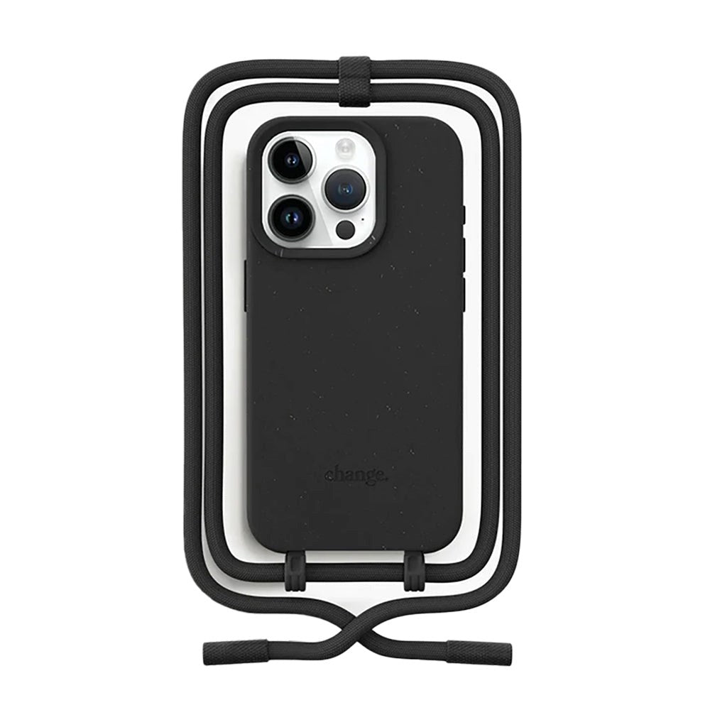 iPhone 15 Pro Woodcessories Change Case w. Strap - 100% Plant-based - Black