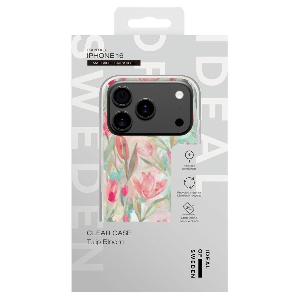 iPhone 16 iDeal Of Sweden Clear Case - MagSafe Compatible - Tulip Bloom