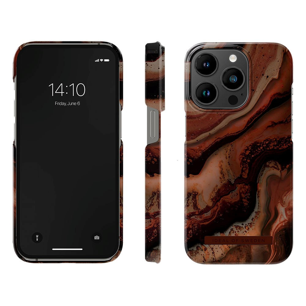 iDeal Of Sweden iPhone 14 Pro Fashion Case - Dark Amber Marble