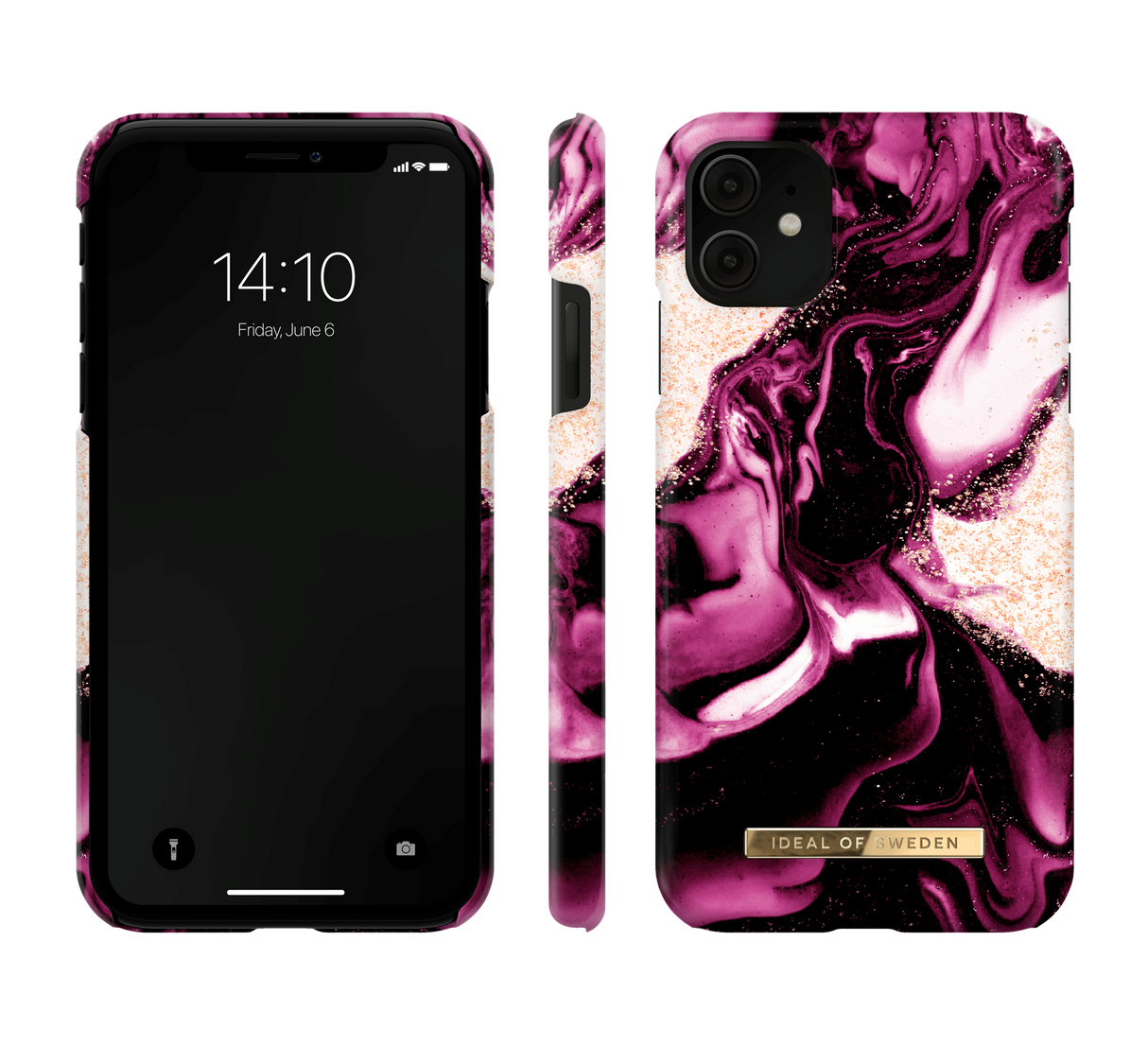 IDEAL OF SWEDEN iPhone 11 Fashion Case Golden Ruby Marble