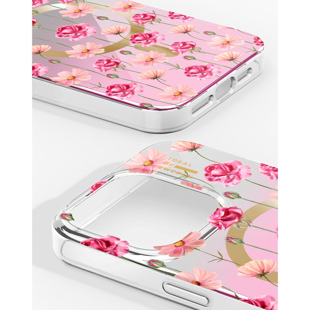 iPhone 15 Pro iDeal Of Sweden Mirror Case - MagSafe Compatible - Rose Blush Floral