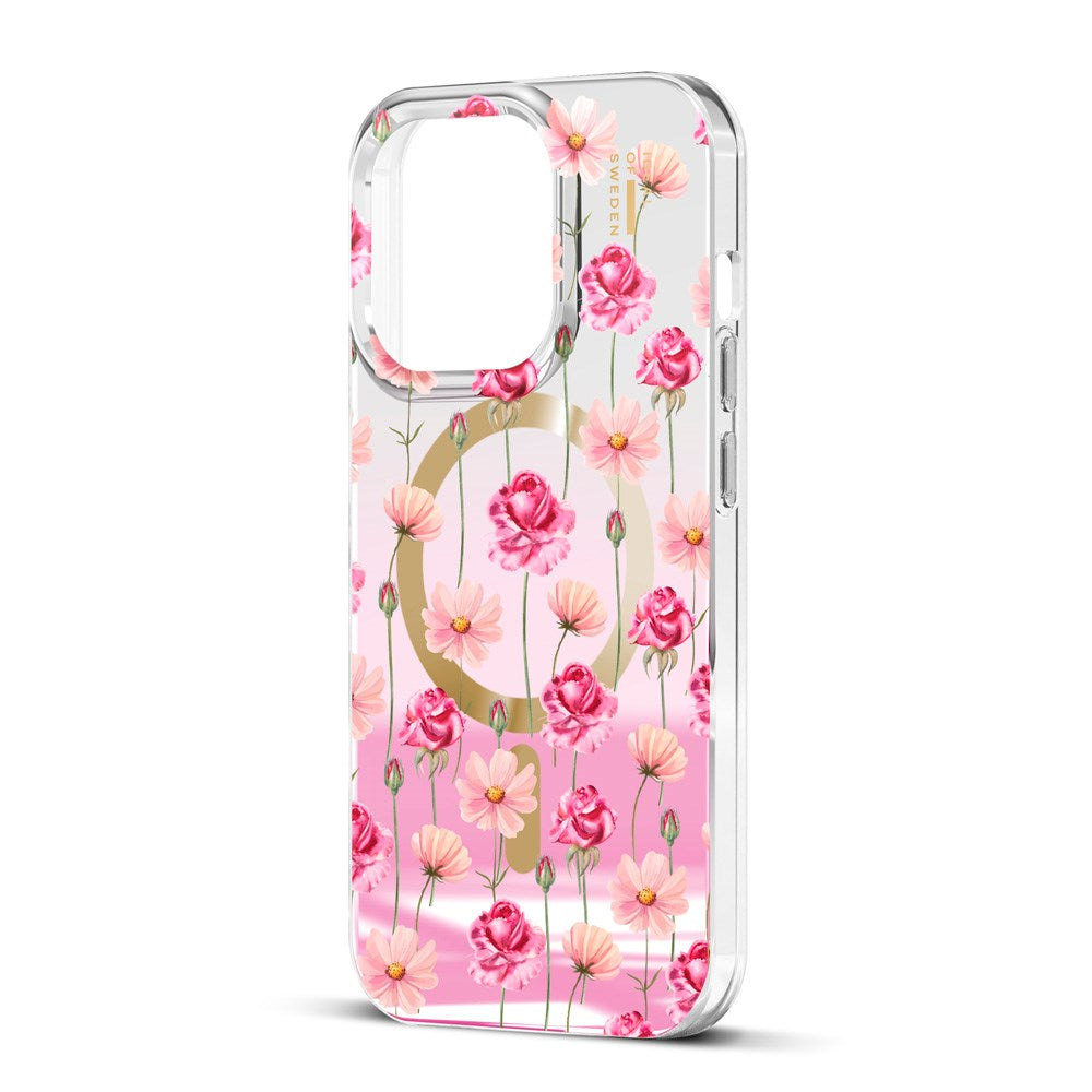 iPhone 15 Pro iDeal Of Sweden Mirror Case - MagSafe Compatible - Rose Blush Floral