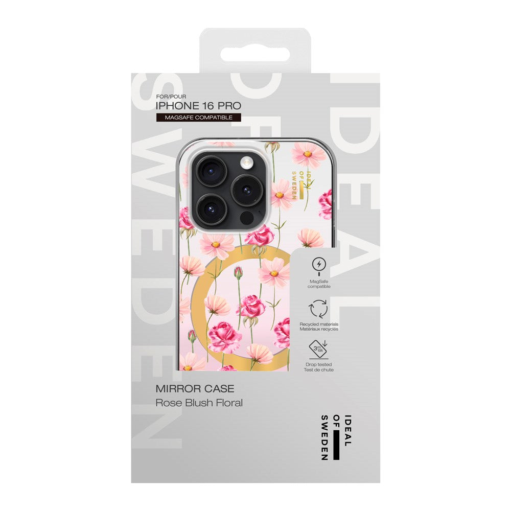 iPhone 16 iDeal Of Sweden Mirror Case - MagSafe Compatible - Rose Blush Floral