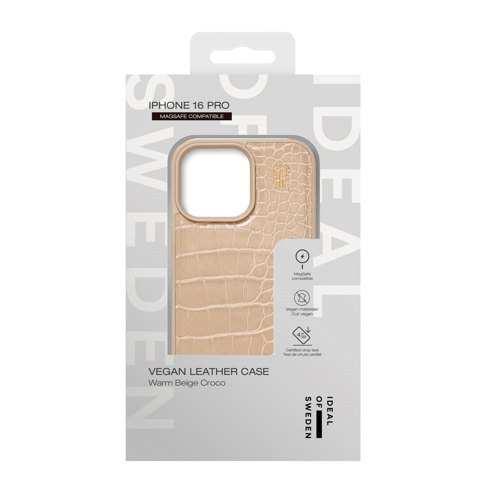 iDeal Of Sweden iPhone 16 Pro Vegan Leather Case - MagSafe Compatible - Warm Beige Croco