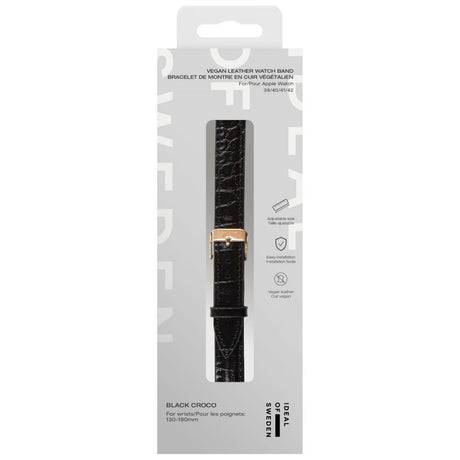 Apple Watch (38/40/SE/41/42mm) Vegan Leather Watch Strap - Black Croco