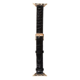 Apple Watch (42/44/SE/45/46/49mm) Vegan Leather Watch Strap - Black Croco