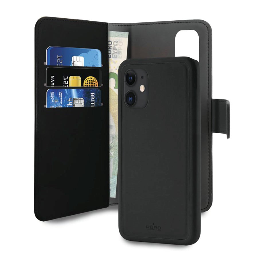 iPhone 12 Mini Puro Case Wallet Detachable 2-In-1 Black