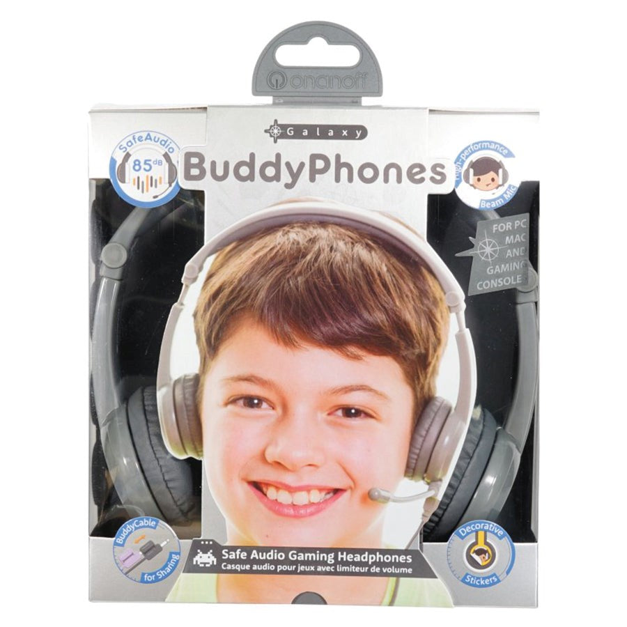 Buddyphones Gaming Headphones For Kids Grey