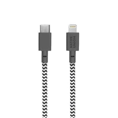 Native Union Belt Kabel USB-C to Lightning with Leather Buckle 1.2 meters - Zebra