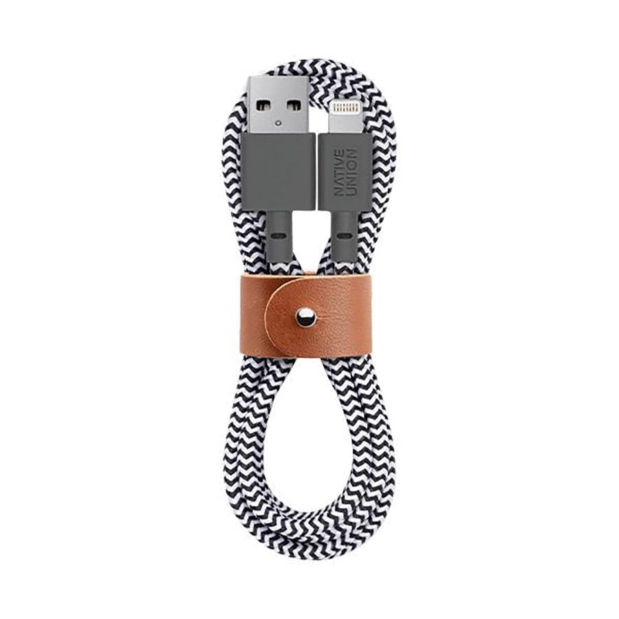 Native Union Belt Kabel USB-C to Lightning with Leather Buckle 3 meters - Zebra