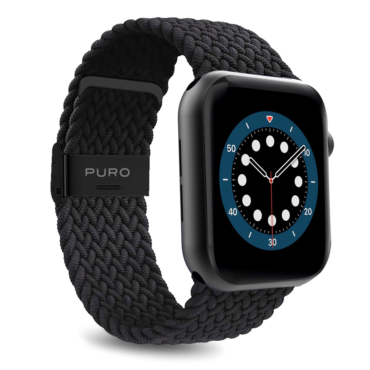 Apple Watch (42/44/SE/45/46/49mm) Puro Loop Braided Fabric Strap - Black