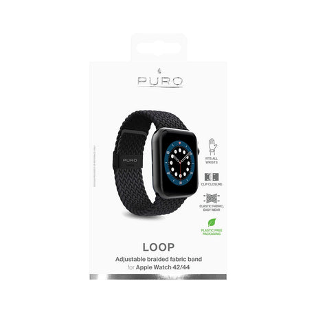 Apple Watch (42/44/SE/45/46/49mm) Puro Loop Braided Fabric Strap - Black