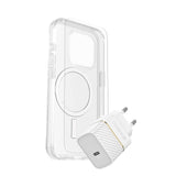 OtterBox iPhone 15 Pro Protection + Power Kit - MagSafe Case, Screen Protection & 20W Wall Charger - Transparent / White