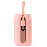 Joyroom JR-L012 Powerbank 22.5W USB-C PD w. Built-in USB-C & Lightning Cable - 10,000 mAh - Pink