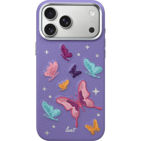 iPhone 18 Pro / 17 Pro LAUT TWINE EDGE Case w. Strap - MagSafe Compatible - Lilac Butterfly