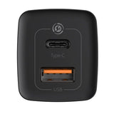 Baseus 65W GAN² Lite PD Wall Charger USB-C & USB-A - Black