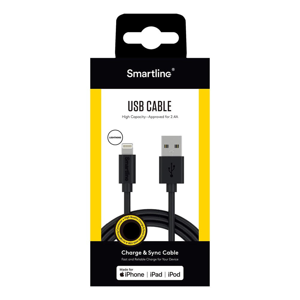 Smartline USB-A to Lightning Cable 1w. - Black