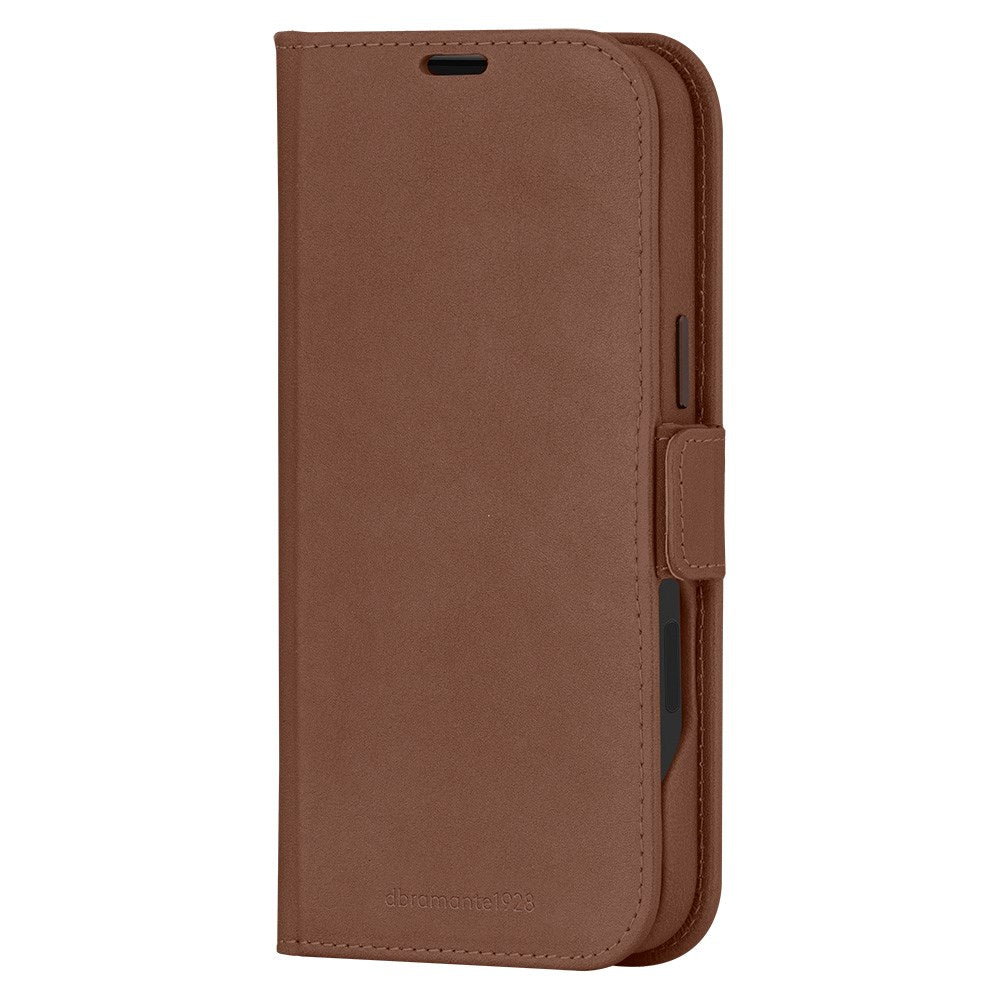 iPhone 16 Plus dbramante1928 Lynge Genuine Leather Magnet Flip Case - MagSafe Compatible - Tan