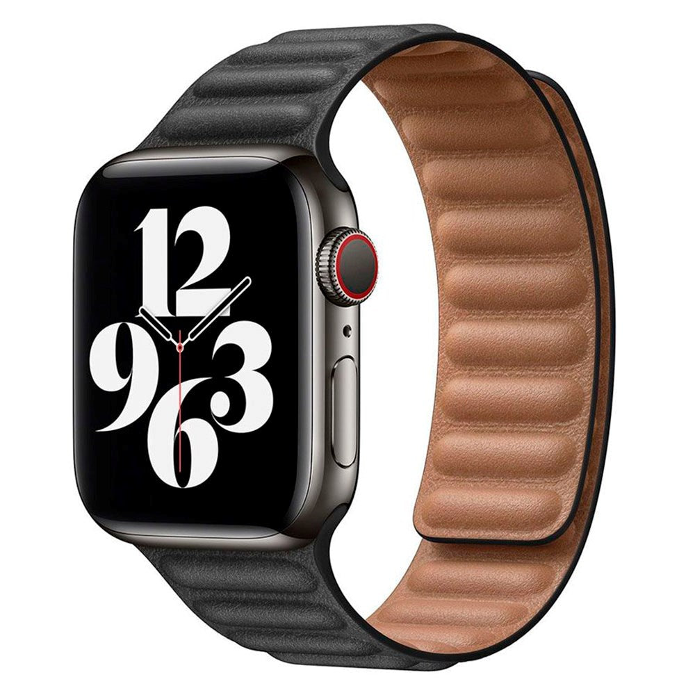 Lippa Apple Watch (38/40/SE/41/42mm) Magnetic Leather Strap - Black