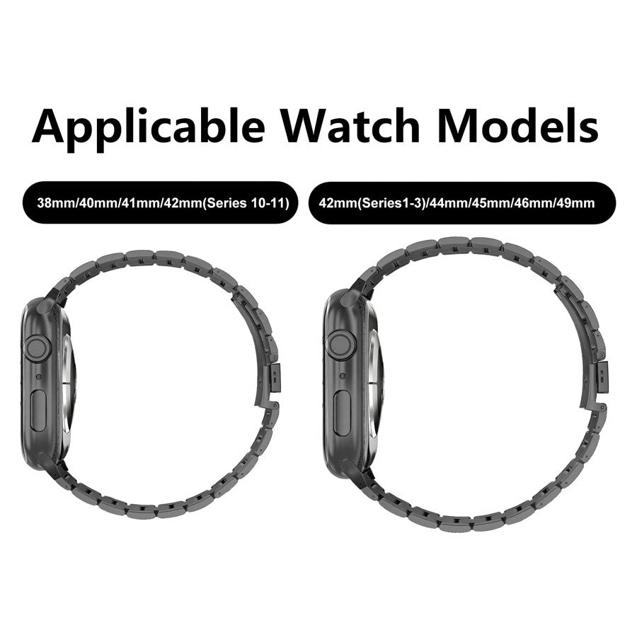 Lippa Apple Watch (42/44/SE/45/46/49mm) Stainless Steel Strap - Black