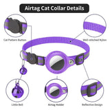 Lippa Collar with AirTag Faux Leather Case - 22-32 cm - Purple