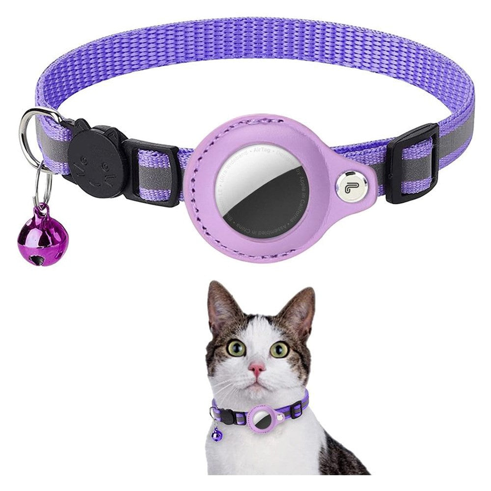 Lippa Collar with AirTag Faux Leather Case - 22-32 cm - Purple