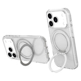 iPhone 17 Pro Lippa Hybrid Plastic Case with 360 Rotating Kickstand - MagSafe Compatible - Transparent / Silver