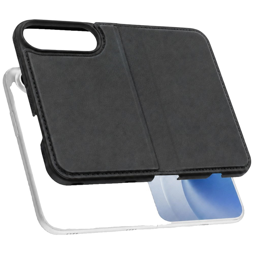 iPhone Duo Lippa Artificial Leather Flip Case - MagSafe Compatible - Black