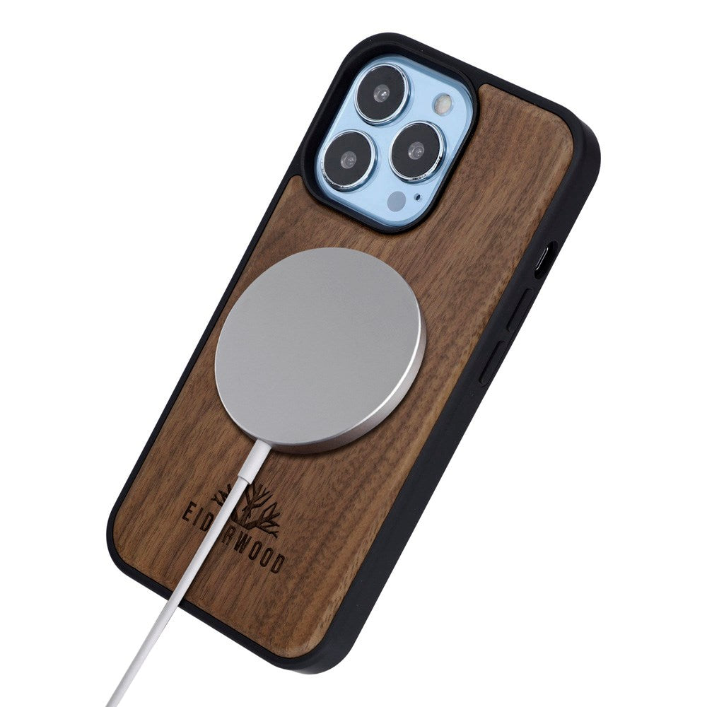 EIDERWOOD iPhone 14 Pro Magnetic Wood Case - MagSafe Compatible - Walnut Tree