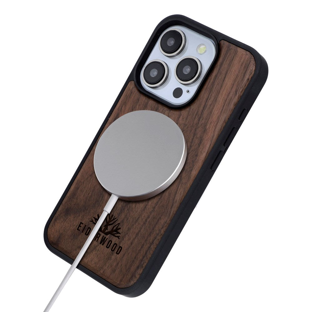 EIDERWOOD iPhone 15 Pro Magnetic Wood Case - MagSafe Compatible - Walnut Tree