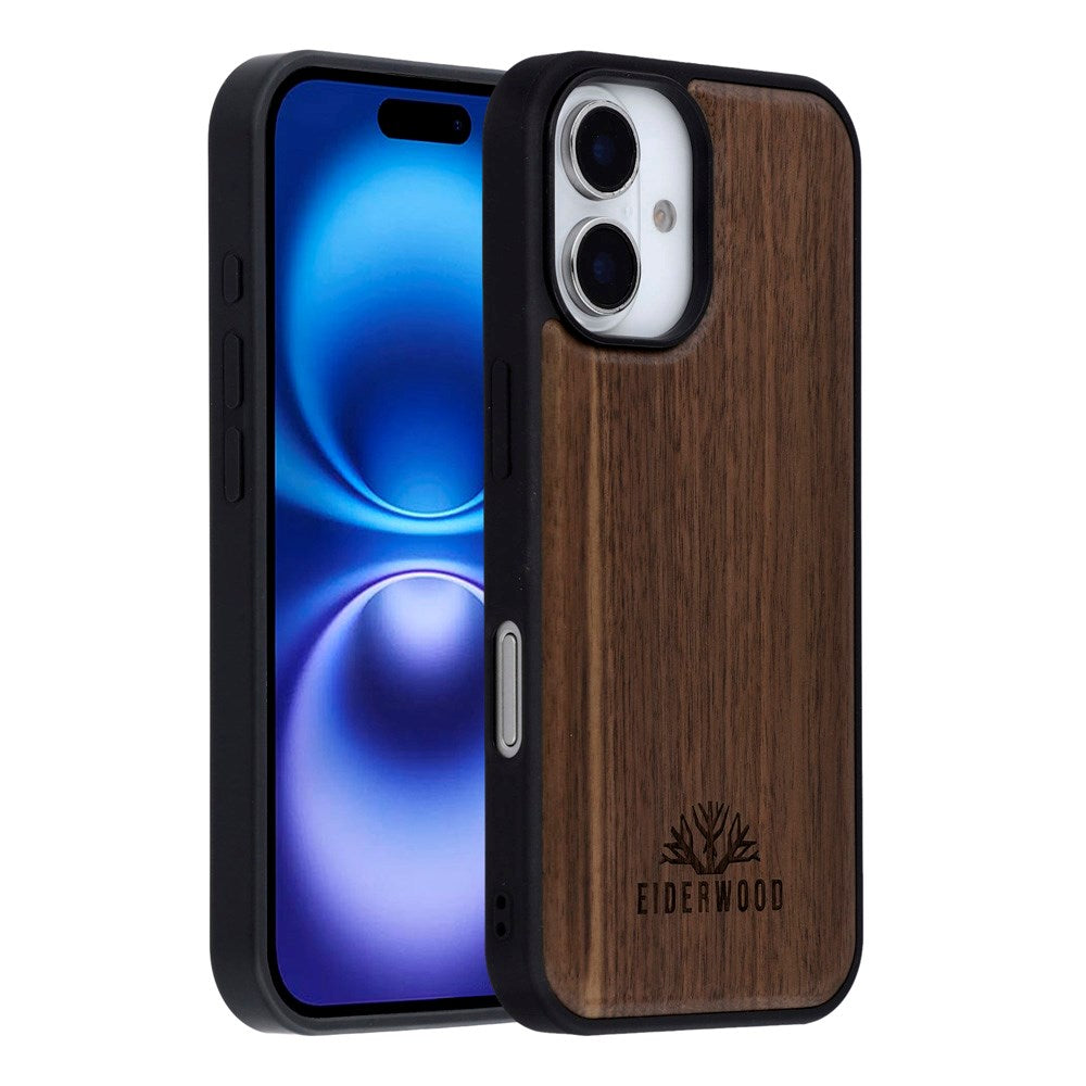 EIDERWOOD iPhone 16 Magnetic Wood Case - MagSafe Compatible - Walnut Tree