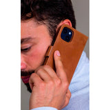 iPhone 14 Pro Max dbramante1928 Lynge Genuine Leather Magnet Flip Case - Tan