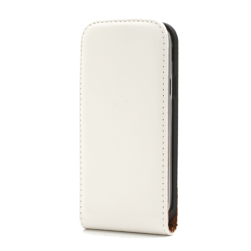 Samsung Galaxy S4 Mini Leather Flip Case V2 White / Brown