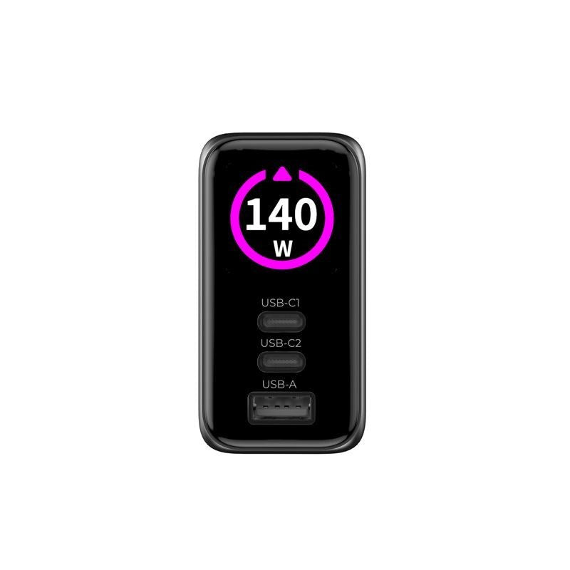 Display Wall Charger Mobile Origin GaN 140W with 2x USB-C + 1x USB-A - Black